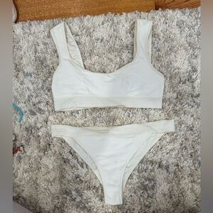 Frankie’s Bikinis White Ribbed Bikini Set